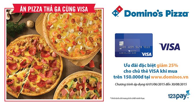 Domino Pizza khuyen mai 25%